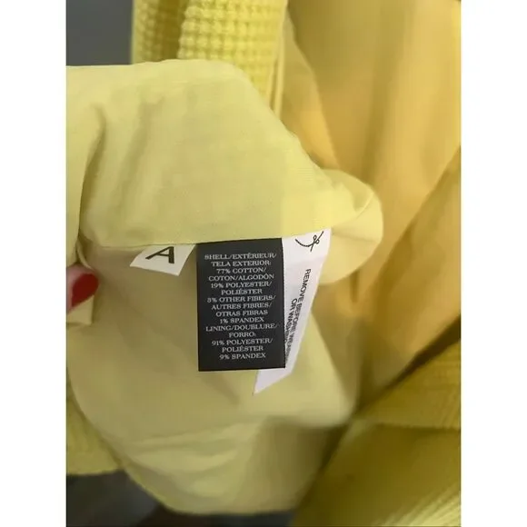 Ann Taylor Women's Size 14 Yellow Chartreuse Knit Blazer Coat Jacket Cotton - Picture 9 of 10